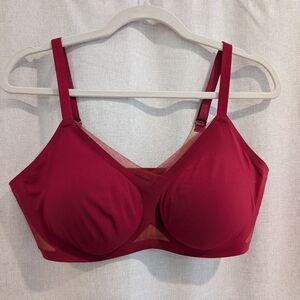 Honeylove Crossover Wireless Bra Ruby Red Size L 38B/C Supportive Shapewear Bra